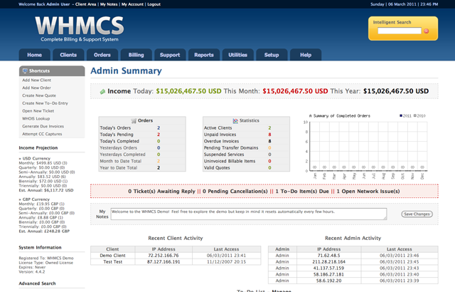 WHMCS Billing System Screenshot Hospedando seu Sistema de Faturamento WHMCS com Facilidade