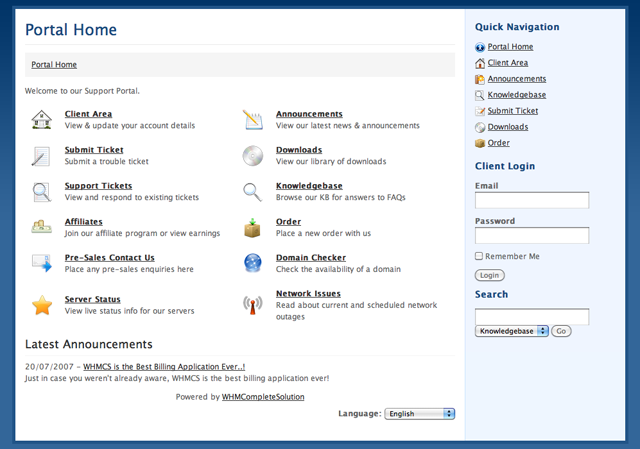 WHMCS Client Interface Personalize Seu Tema de WHMCS para Combinar com Seu Site
