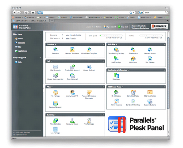 using plesk control panel