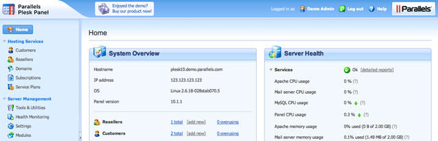 Parallels Plesk ScreenShot Plesk 10 Changing the Game in the Control Panel Market
