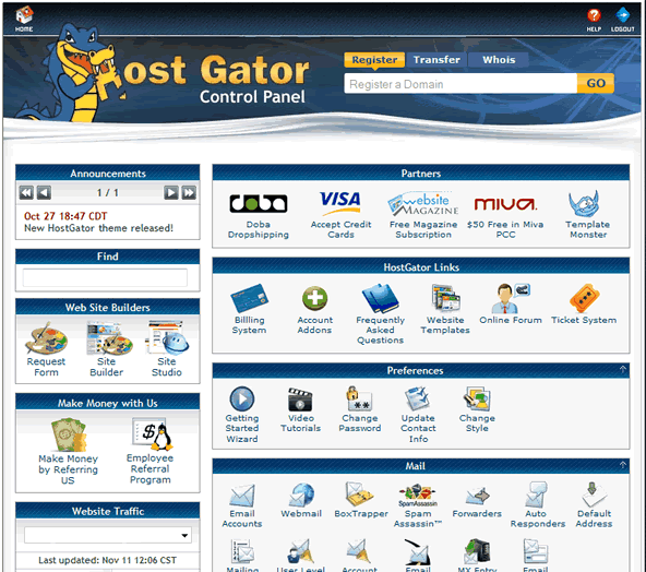 hostgator cpanel theme1 Personalize Seu Painel de Controle e Incremente Sua Renda de Revenda