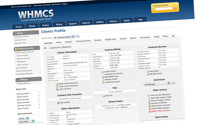 whmcs license client profile WHMCS – Easily Manage All of your cPanel Clients